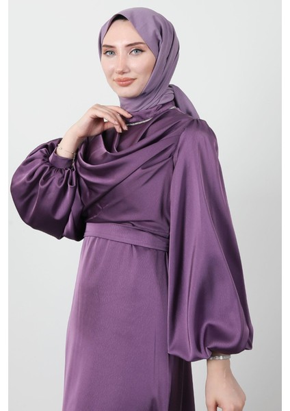 Kuyruklu Degaje Elbise Koyu Lila indirimleri