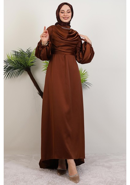 Kuyruklu Degaje Elbise Kahve fiyatları