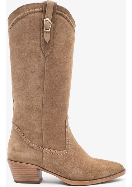 Pamira Yağ Yeşili Süet Deri Kadın Çizme