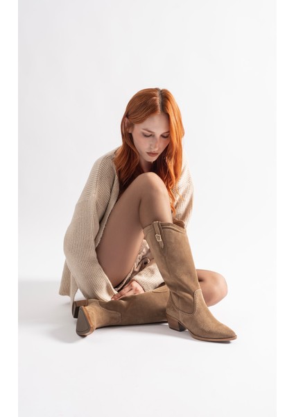 Pamira Yağ Yeşili Süet Deri Kadın Çizme fiyatları