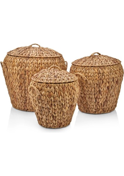 Dekoratif Hasır Küfe Sepet Sele 3 Lü