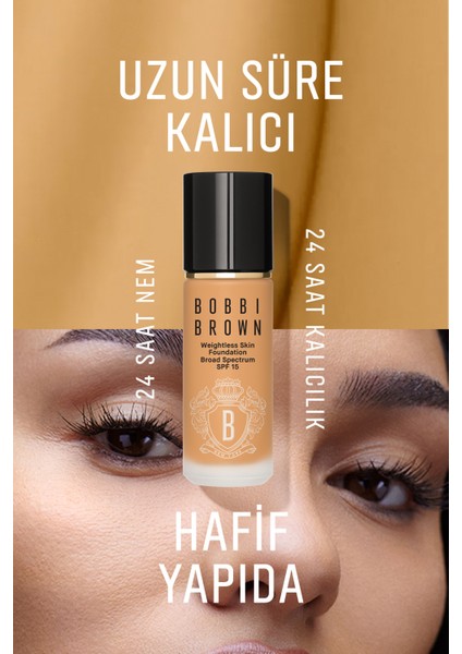 Weightless Skin 24 Saat Kalıcı Likit Fondöten SPF 15 - Doğal ve Mat Bitişli - Cool Honey - 30 ml
