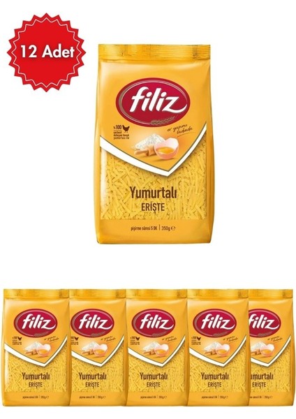 Yumurtalı Erişte 350 G x 12/24/36 Adet (4,2 kg / 8,4 kg / 12,6 Kg) | Geleneksel Tat & Çorbalık | Pratik ve Besleyici Seçim