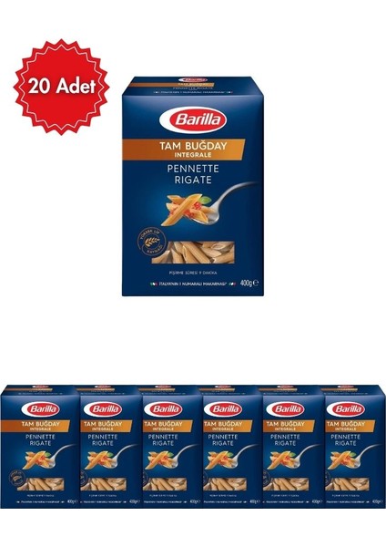 Tam Buğday Burgu Makarna 500 gr x 20 Adet | Yüksek Lifli & Sağlıklı Seçim | Italyan Usulü