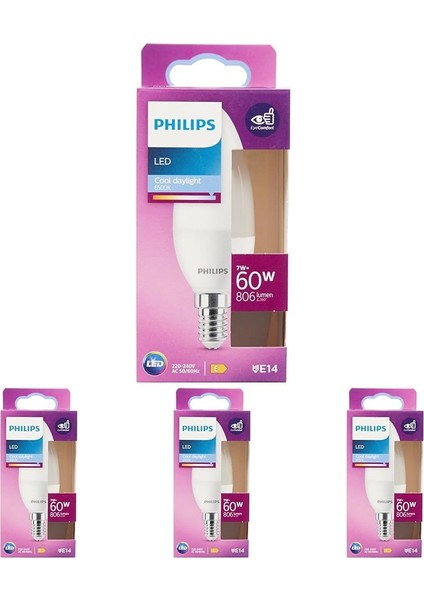 LED 60W B38 E14 Mum Tipi Beyaz Işık Dim Edilmez Ampul 4lü Paket