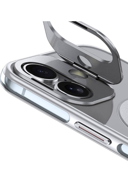 iPhone 16 Uyumlu Kılıf Wlons Magsafeli Renkli Çerçeve Standlı Efsane Kapak Gri modelleri