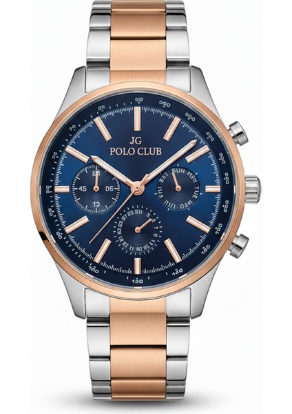 Erkek Kol Saati Altın ve Gümüş Renk, Mavi Kadran - Şık Metal Kordon, 2 Yıl Garantili