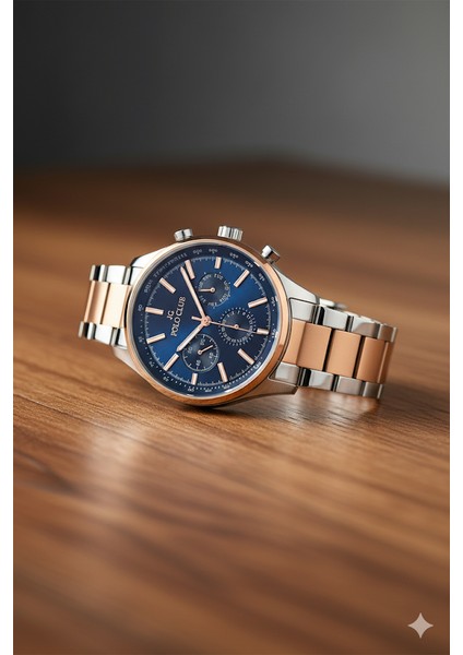 Erkek Kol Saati Altın ve Gümüş Renk, Mavi Kadran - Şık Metal Kordon, 2 Yıl Garantili fiyatları