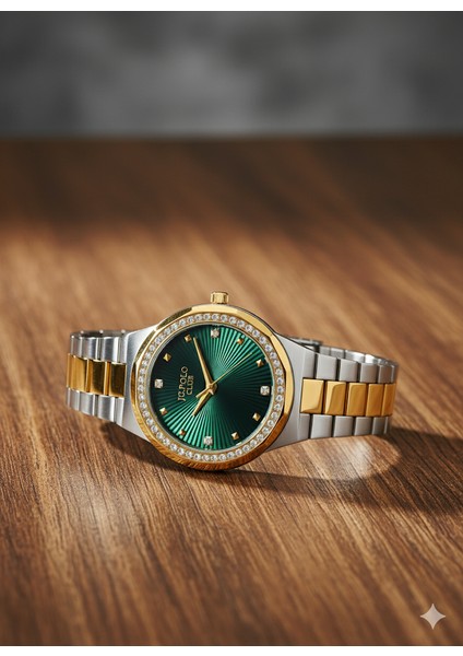 Jg. Polo Club Kadın Kol Saati Altın Renk, Yeşil Kadran - Şık Metal Kordon, 2 Yıl Garantili fiyatları