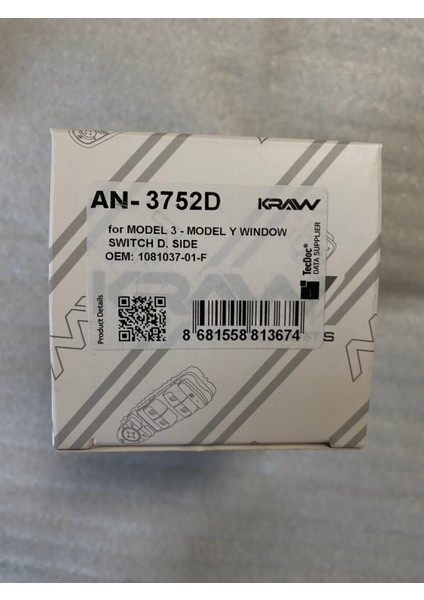 Tesla Model Y - Model 3 Sol Ön Cam Düğmesi 1081037-01-F modelleri