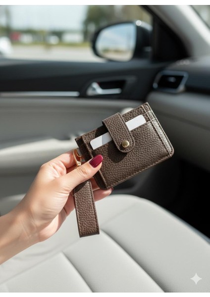Acıkahve Anahtarlık ve Kartlık Detaylı Minimal Cüzdan ve Kartlık