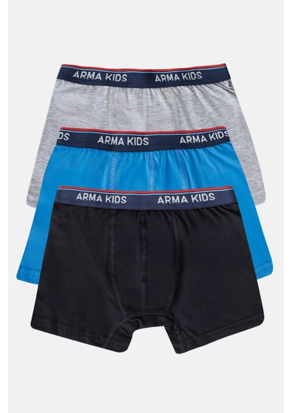Erkek Çocuk Boxer 3'lü Paket Renkli, Pamuklu ve Likralı Esnek Kumaş