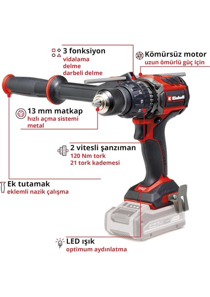 Professional Akülü Darbeli Vidalama Tp-Cd 18/120 Li-I Bl-Solo Power X-Change (18 V, Kömürsüz modelleri