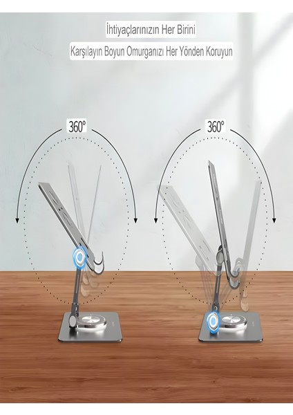 Tablet Telefon Standı 4-12.9 Inç | Katlanabilir 360° Ayarlanabilir Alüminyum Gövde indirimleri