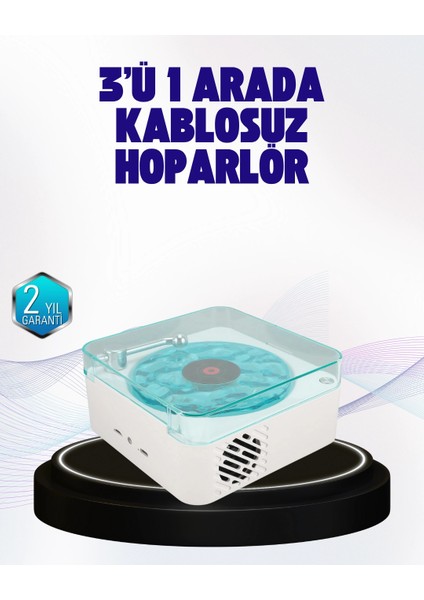 Dekoratif Gece Işıklı Bluetooth Hoparlör – Zaman ve Pil Ekranlı