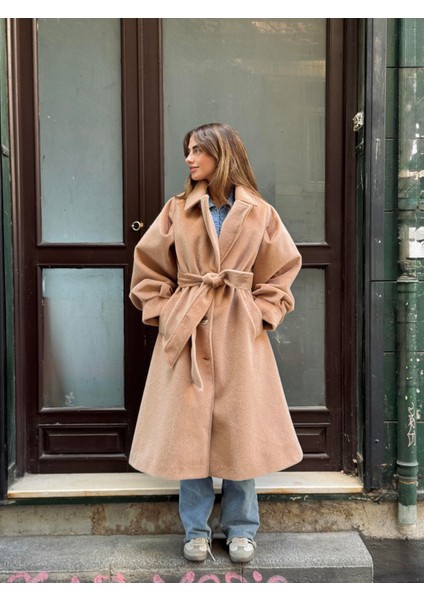 Valencia Kuşaklı Kışlık Kaban Kadın Camel indirimleri