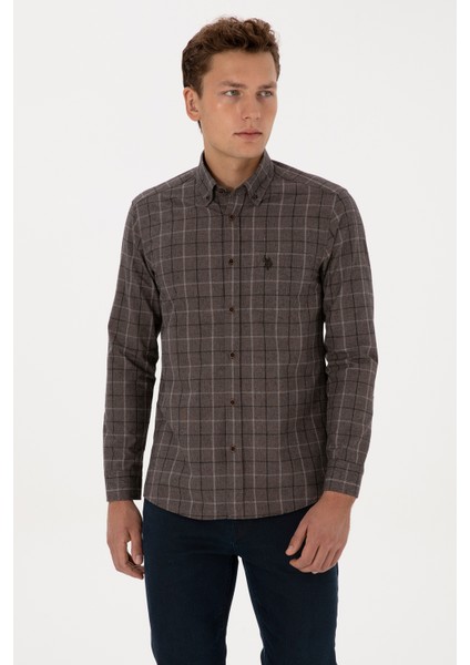 Erkek Kahverengi Gömlek Desenli 50308555-VR029 modelleri