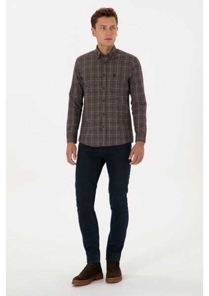 Erkek Kahverengi Gömlek Desenli 50308555-VR029 fırsatları