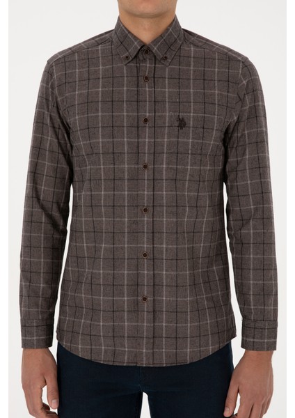 Erkek Kahverengi Gömlek Desenli 50308555-VR029