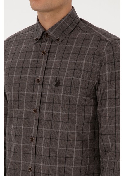 Erkek Kahverengi Gömlek Desenli 50308555-VR029