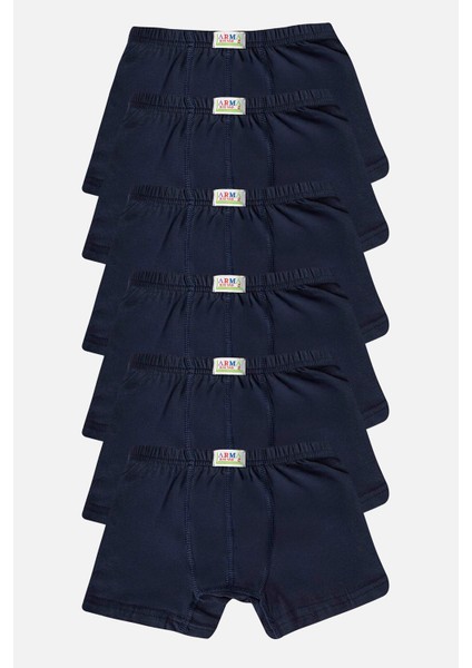 Erkek Çocuk Düz Pamuklu Likralı Lacivert Boxer 6'lı Paket modelleri