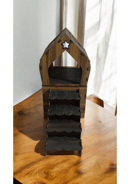 Ismeözel Ahşap Dekoratif Büyük Kedi Evi Minder ve Tasma Hediyeli Kulübesi Oyun Ev Rebab-Tesbih modelleri