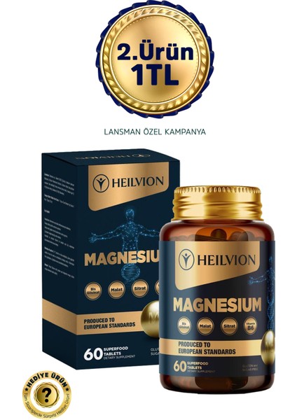 MAGNEZYUM Multi Complex 3'lü Form(BİSGLİSİNAT,MALAT,SİTRAT) & B6 Vitamini-60 TABLET