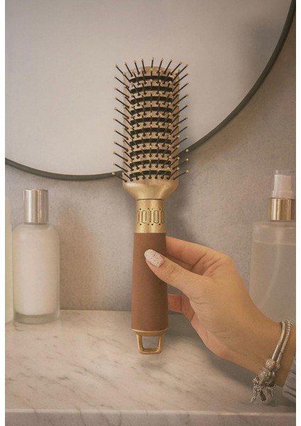 Kahverengi Saç Tarağı Plastik Saç Koparmayan Tarak Yumuşak Tarak Saç Fırçası Saç Fırça 22 cm