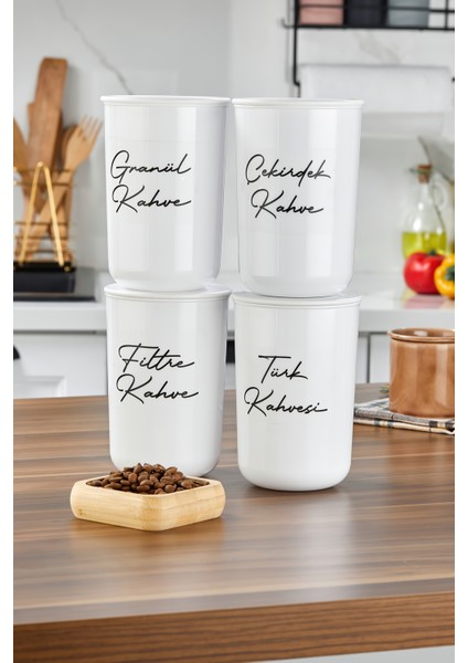 4lü Plastik Kapaklı Şeffaf Etiketli Türk Kahve/filtre/çekirdek/granül Akrilik(Plastik)Kavanoz 900ML fiyatları