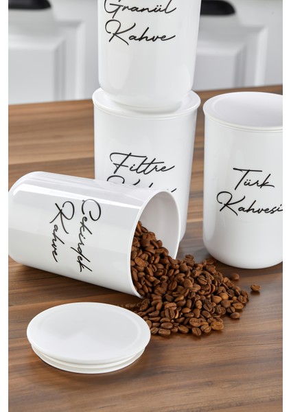 4lü Plastik Kapaklı Şeffaf Etiketli Türk Kahve/filtre/çekirdek/granül Akrilik(Plastik)Kavanoz 900ML modelleri