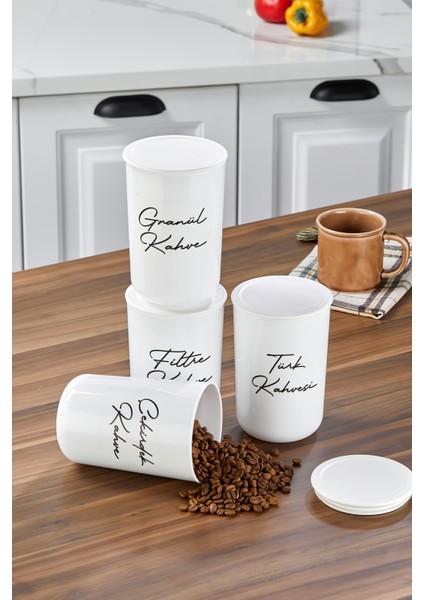 4lü Plastik Kapaklı Şeffaf Etiketli Türk Kahve/filtre/çekirdek/granül Akrilik(Plastik)Kavanoz 900ML fırsatları