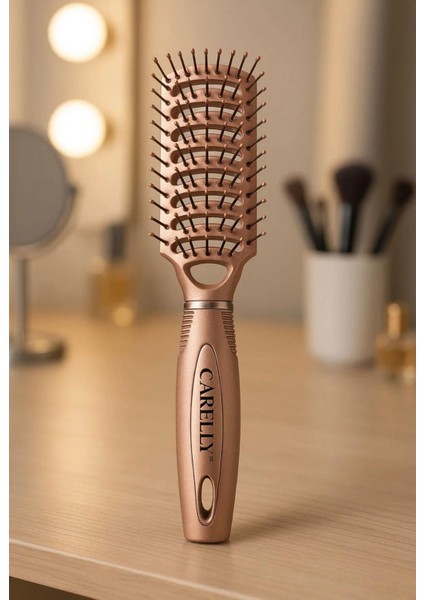 Bronz Rengi Saç Tarağı Plastik Saç Koparmayan Tarak Yumuşak Tarak Saç Fırçası Saç Fırça 21,5 cm