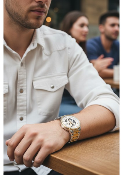 Gold Gümüş Çelik Kordon Erkek Kol Saati LF31399A-D fiyatları