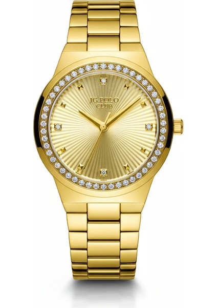 Jg. Polo Club Kadın Kol Saati Altın Renk, Altın Kadran - Şık Metal Kordon, 2 Yıl Garantili
