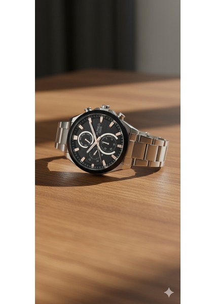 Erkek Kol Saati Gümüş Renk, Siyah Kadran - Şık Metal Kordon, 2 Yıl Garantili fiyatları