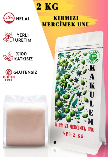 Glutensiz Sertifikalı Kırmızı Mercimek Unu 2 kg