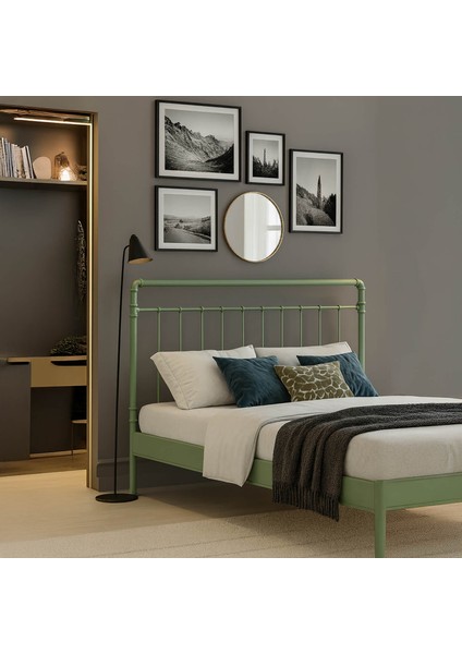 Odin-S Çift Kişilik Metal Karyola-Yeşil (Ahşap Latalı) fiyatları
