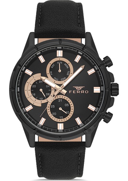 Siyah Deri Kordon Erkek Kol Saati LFM11461B-G