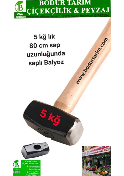 Bulancak 5 kğ lık 80 CM Uzunluğunda Ağaç saplı Dövme Çelik balyoz