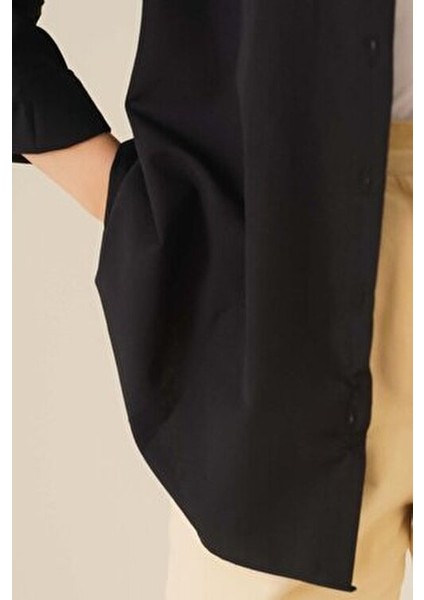 103901 Oversize Basic Tesettür Gömlek - Siyah fırsatları