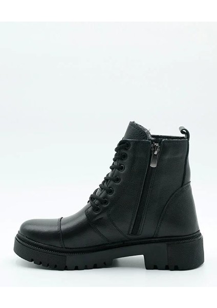 Makras Exclusıve Kadın Maskaratlı Siyah Fermuarlı Hakiki Deri Içi Kürklü Bot fırsatları