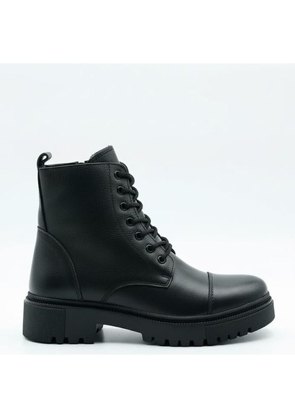 Makras Exclusıve Kadın Maskaratlı Siyah Fermuarlı Hakiki Deri Içi Kürklü Bot indirimleri