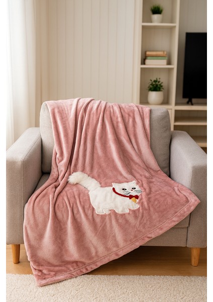 3 Boyutlu Kedi Nakışlı Welsoft Tv Battaniyesi 140X180CM