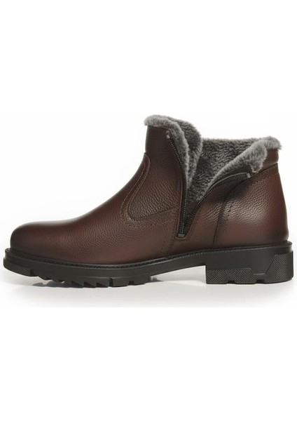Makras Exclusıve Erkek Fermuarlı Kahve Hakiki Deri Günlük Içi Kürklü Bot modelleri