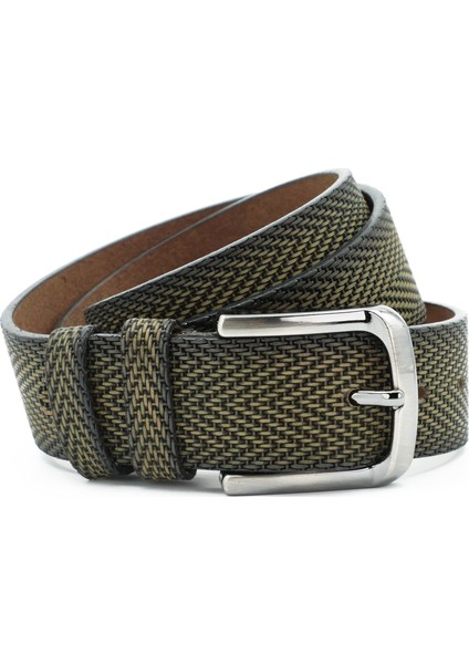 Nappa Hakiki Baskı Deri 4,00 cm Spor Erkek Kemer - Tuna KMR121