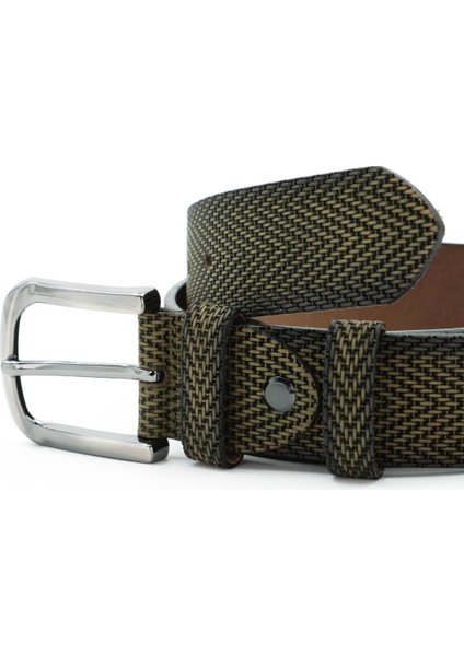 Nappa Hakiki Baskı Deri 4,00 cm Spor Erkek Kemer - Tuna KMR121 modelleri