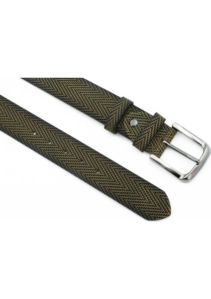 Nappa Hakiki Baskı Deri 4,00 cm Spor Erkek Kemer - Tuna KMR121