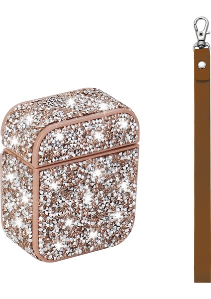 Airpods Uyumlu Kulaklık Kılıfı Bilek Askı Aparatlı Simli Airbag 45 Gold