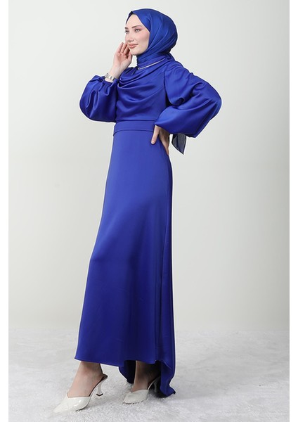 Kuyruklu Degaje Elbise Saks