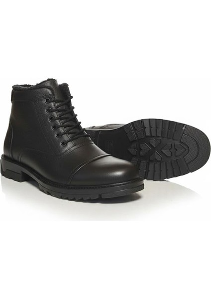 Makras Exclusıve Erkek Bağcık + Fermuar Siyah Hakiki Deri Içi Kürklü Günlük Bot fırsatları